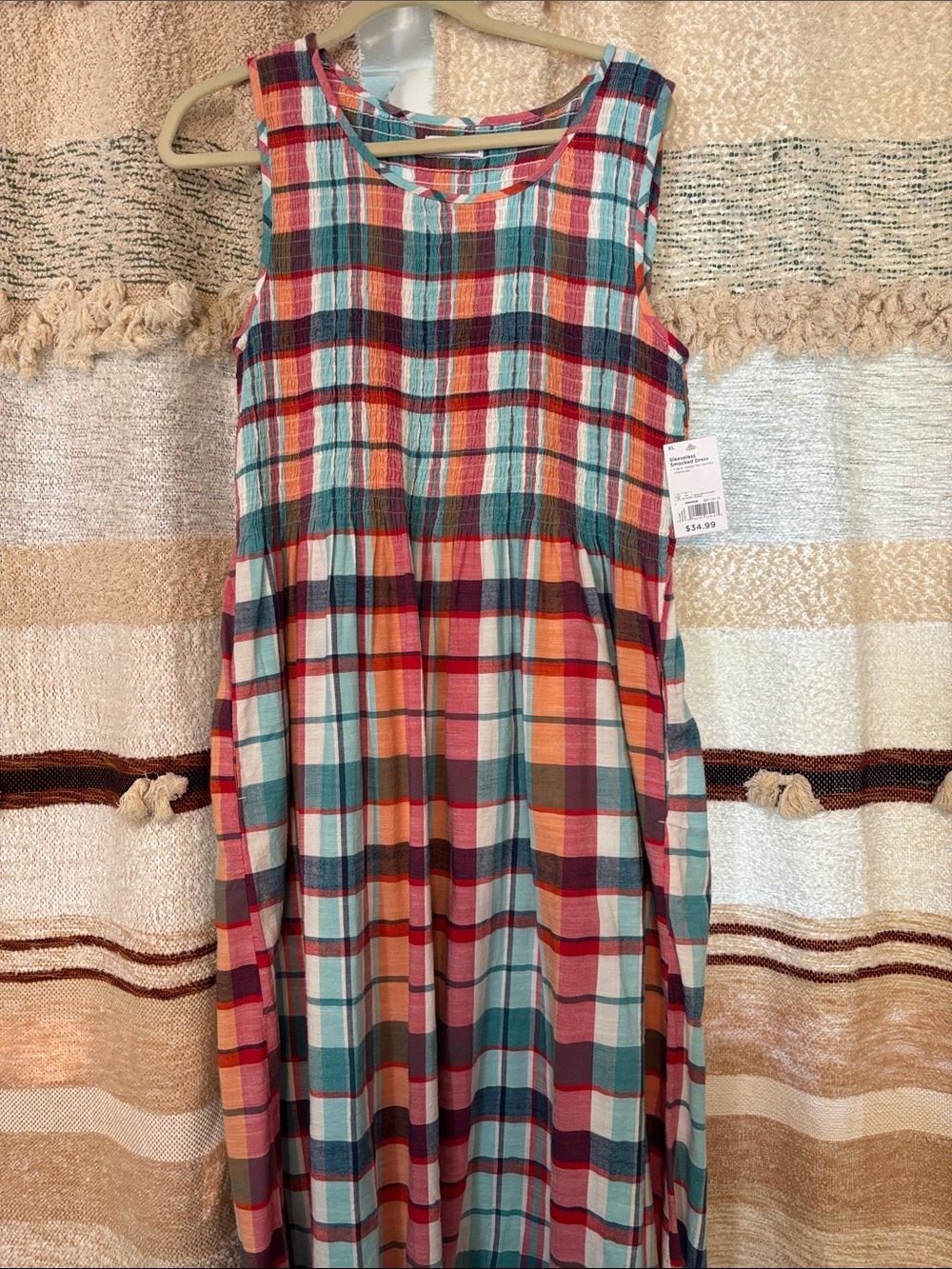 Kohl's Multicolor Plaid Sleeveless Cotton Dress